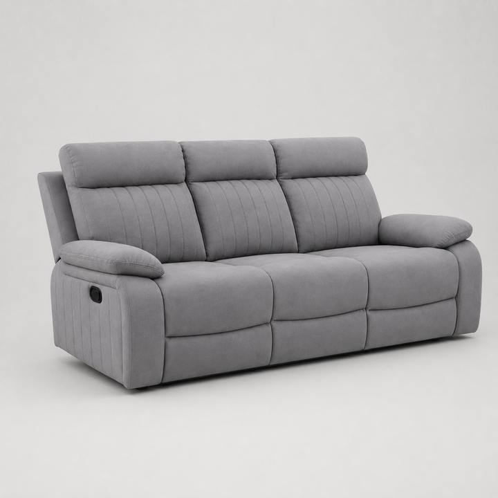 Ivydale Dark Grey Recliner Sofa with Fold-Down Tray And Cup Holders