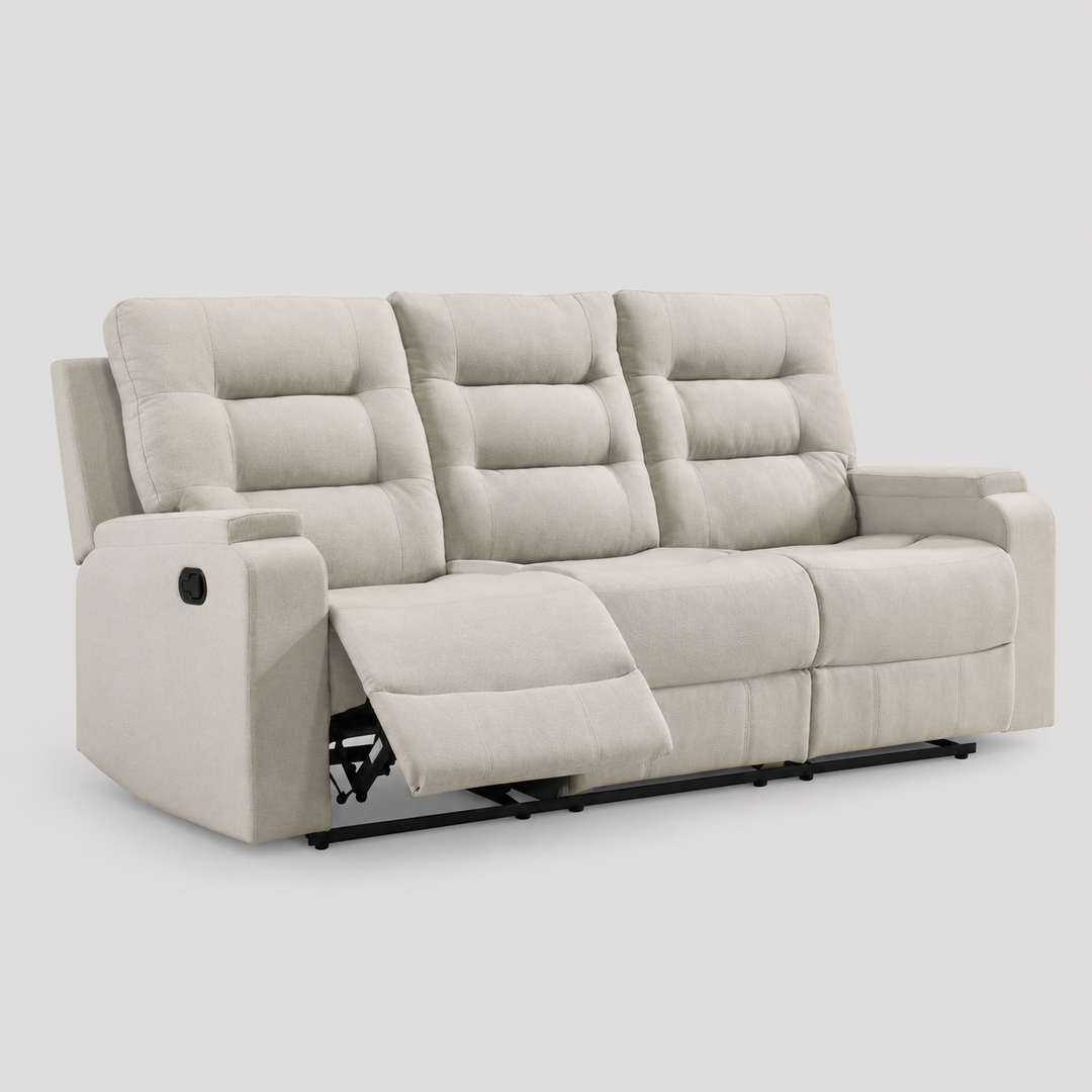 Lakehurst Recliner Sofa with Drop-Down Tray and Built-In Cup Holders – Premium Classic Comfort Reclining Seating for Living Room, Family Room And Entertainment Areas