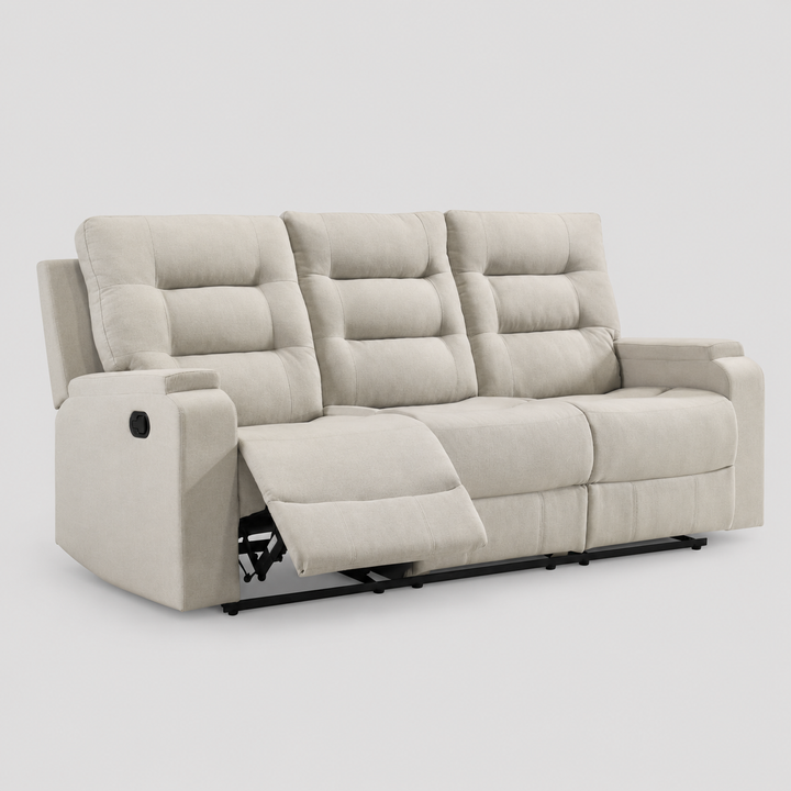 Lakehurst Recliner Sofa with Drop-Down Tray and Built-In Cup Holders – Premium Classic Comfort Reclining Seating for Living Room, Family Room And Entertainment Areas