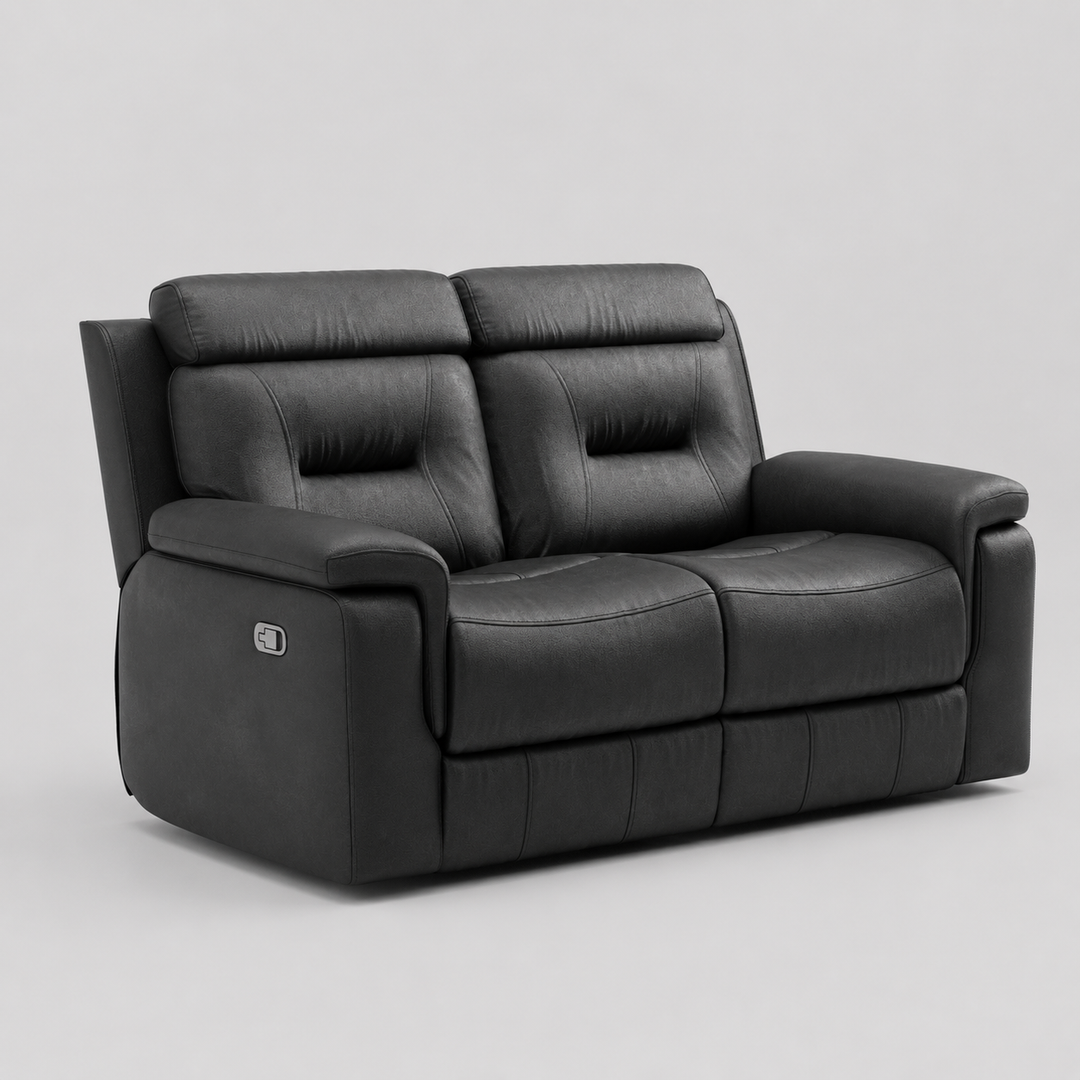 Norwood Midnight Black Recliner Loveseat – Premium Leather Upholstery, Plush Cushioning, Smooth Reclining Mechanism And Contemporary Comfort Seating for Modern Living Room