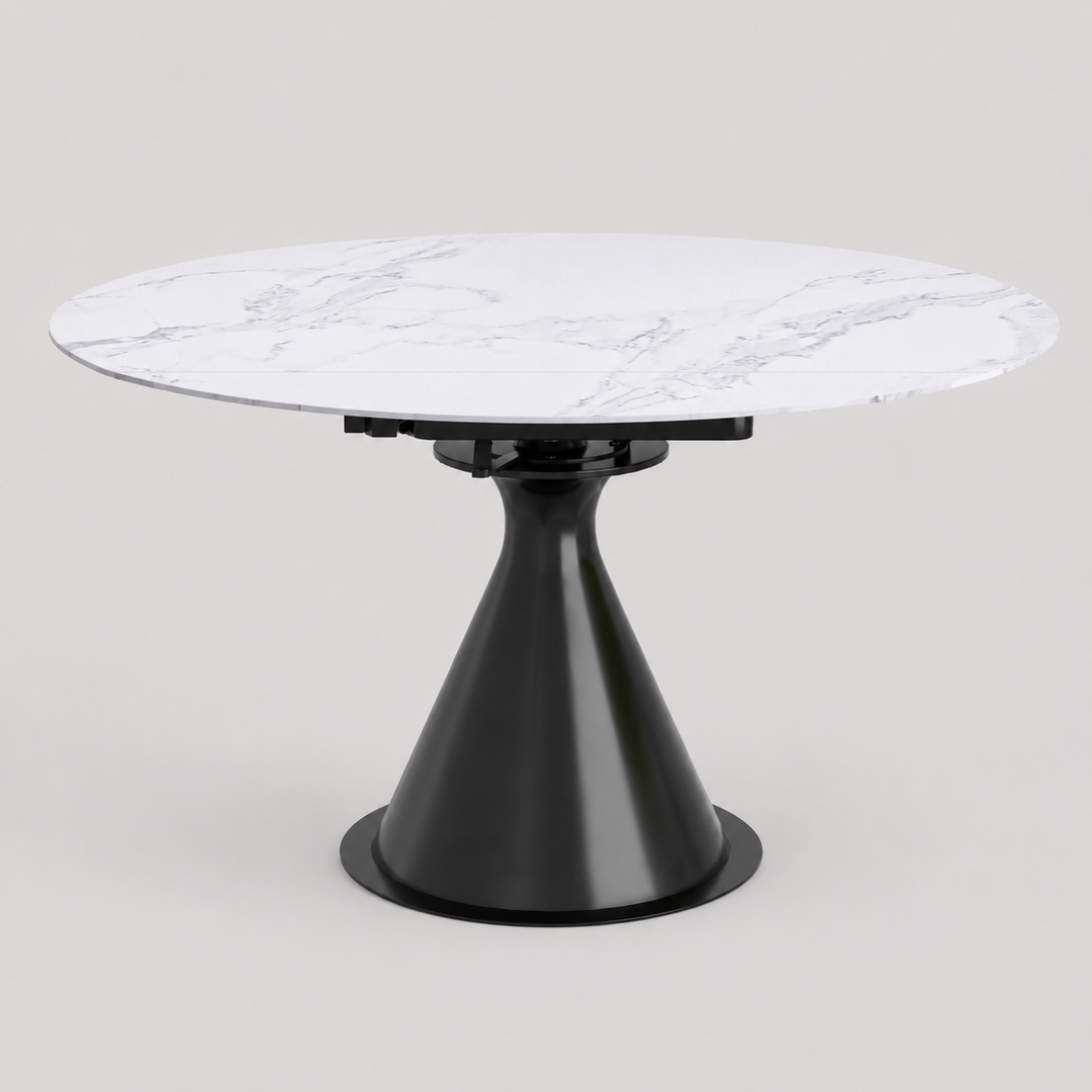 Evana Dining Table With Sintered Stone Top - White/ Black | Timeless, Durable & Extendable