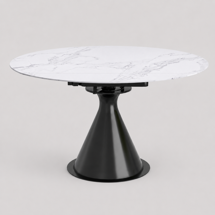 Evana Dining Table With Sintered Stone Top - White/ Black | Timeless, Durable & Extendable