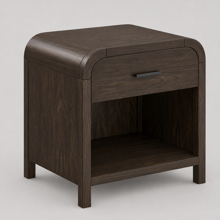 Caldor Accent Table – Mid-Century Modern Nightstand with Charging Station
