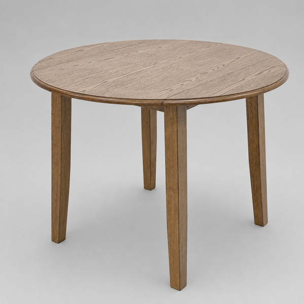Orlena Round Drop-Leaf Dining Table – Modern Walnut Wood Dining Table with Expandable Design for Compact Spaces