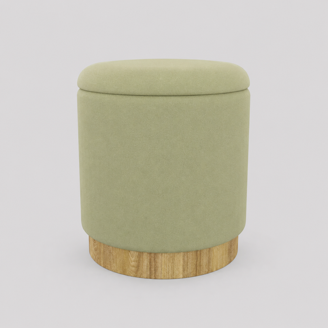 Kayla Fabric Upholstered Accent Ottoman With Storage - Sage | Sleek, Stylish, Durable & Storage Solution