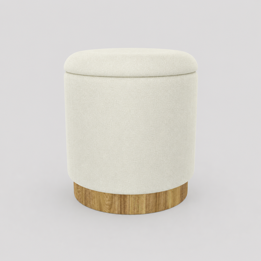 Kayla Fabric Upholstered Accent Ottoman With Storage - White | Sleek, Stylish, Durable & Storage Solution