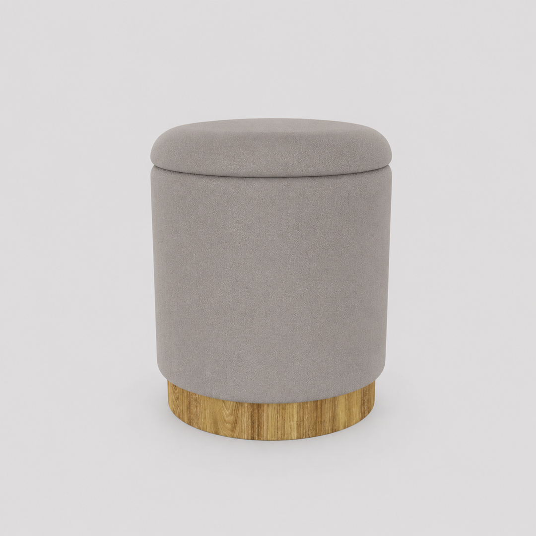 Kayla Fabric Upholstered Accent Ottoman With Storage - Warm Grey | Sleek, Stylish, Durable & Storage Solution