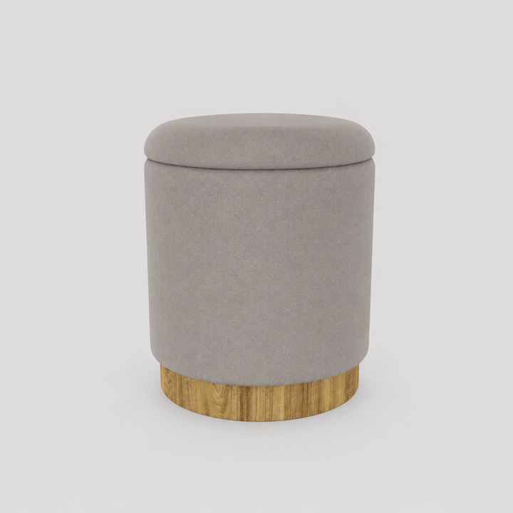 Kayla Fabric Upholstered Accent Ottoman With Storage - Warm Grey | Sleek, Stylish, Durable & Storage Solution