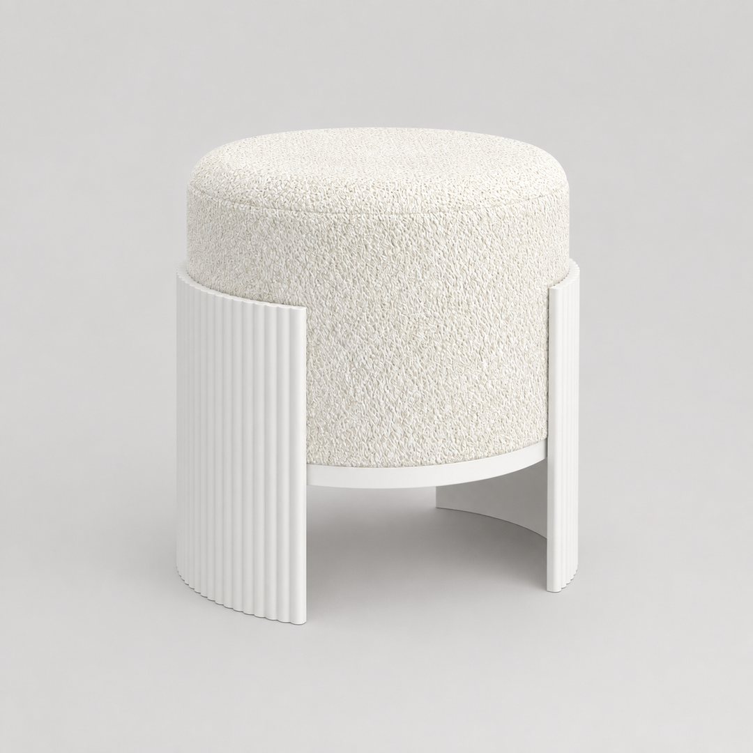 Lydia Fabric Upholstered Accent Ottoman - Ivory/ White | Sleek, Stylish & Built to Last