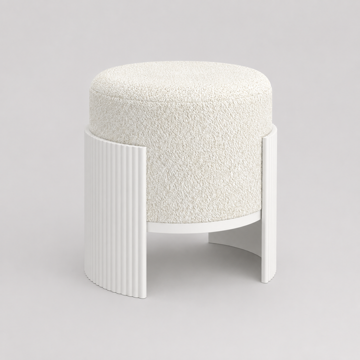 Lydia Fabric Upholstered Accent Ottoman - Ivory/ White | Sleek, Stylish & Built to Last