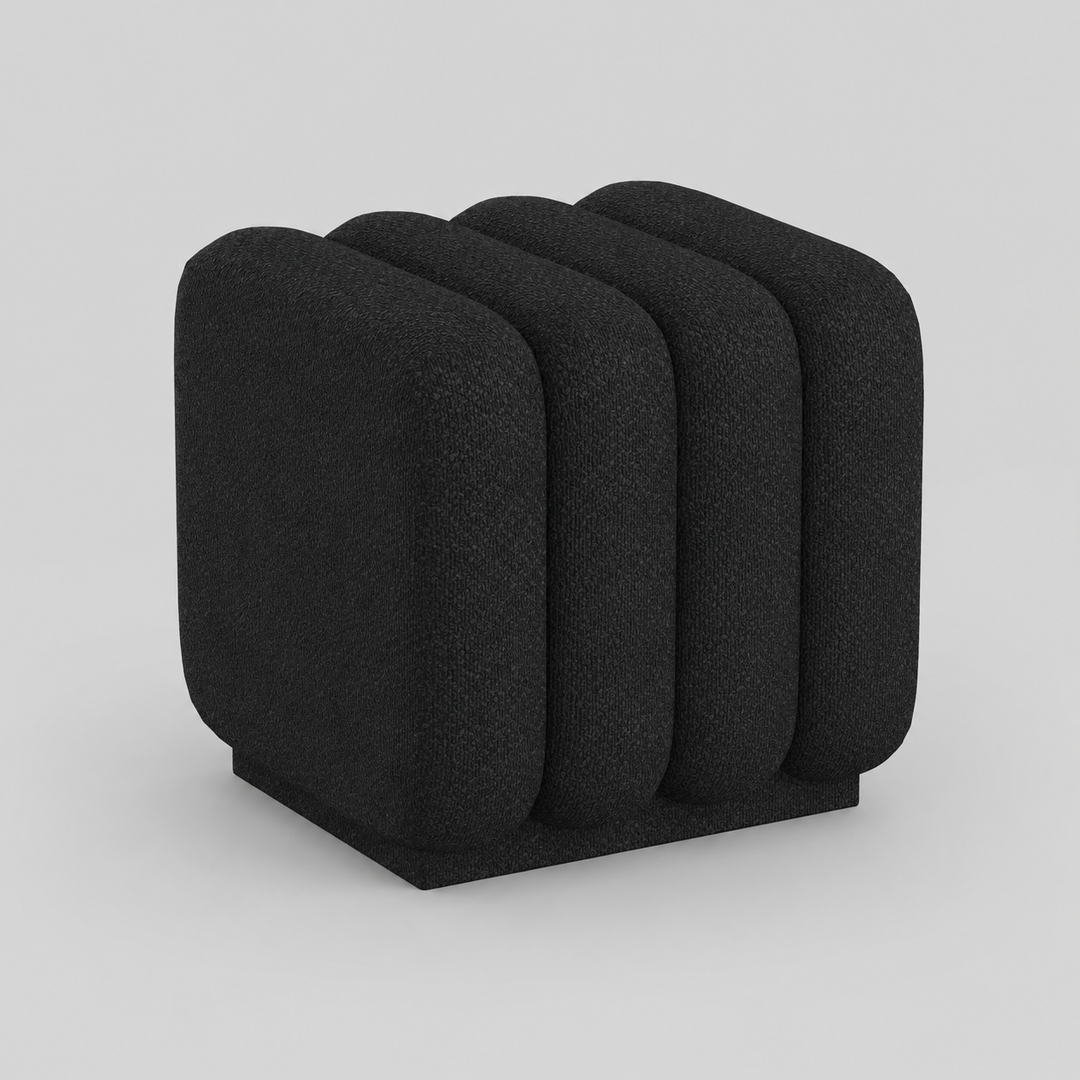 Jenna Fabric Upholstered Square Accent Ottoman - Black | Timeless, Stylish & Durable