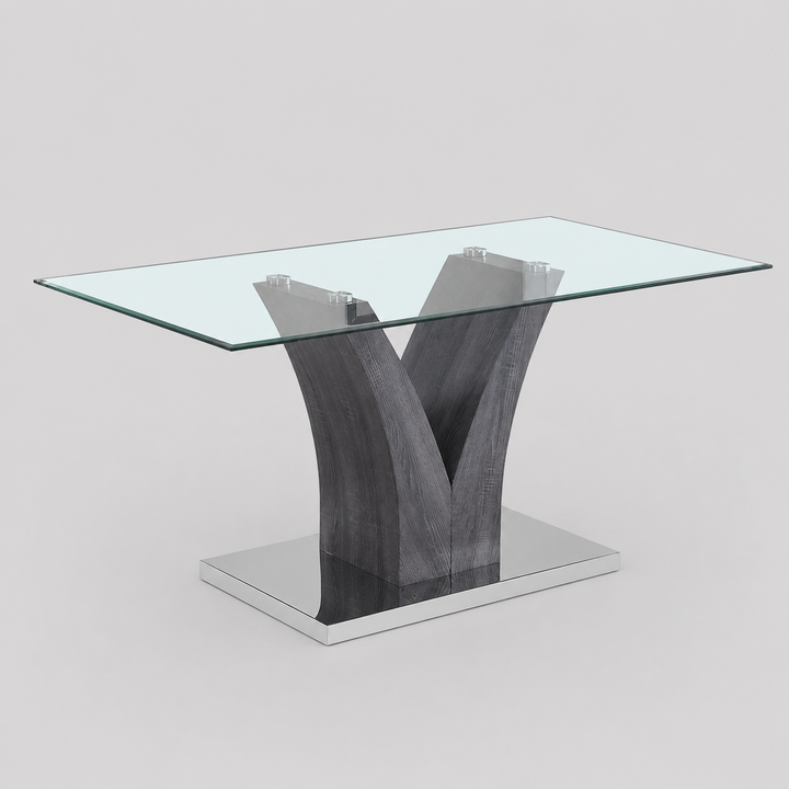 Jimmy Dining Table With Tempered Glass Top - Grey | Modern, Sophisticated & Durable
