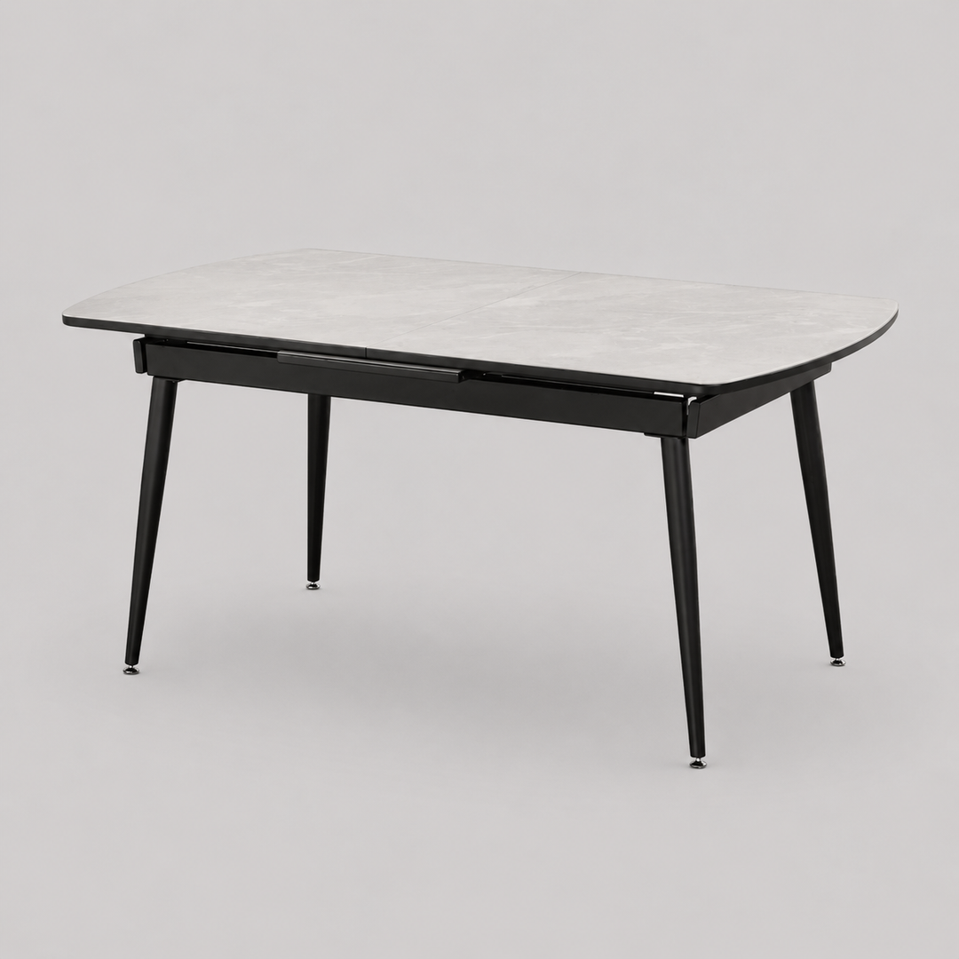 Haven Dining Table With Canvas Top - White/ Black | Timeless, Sleek, Extendable & Built to Last