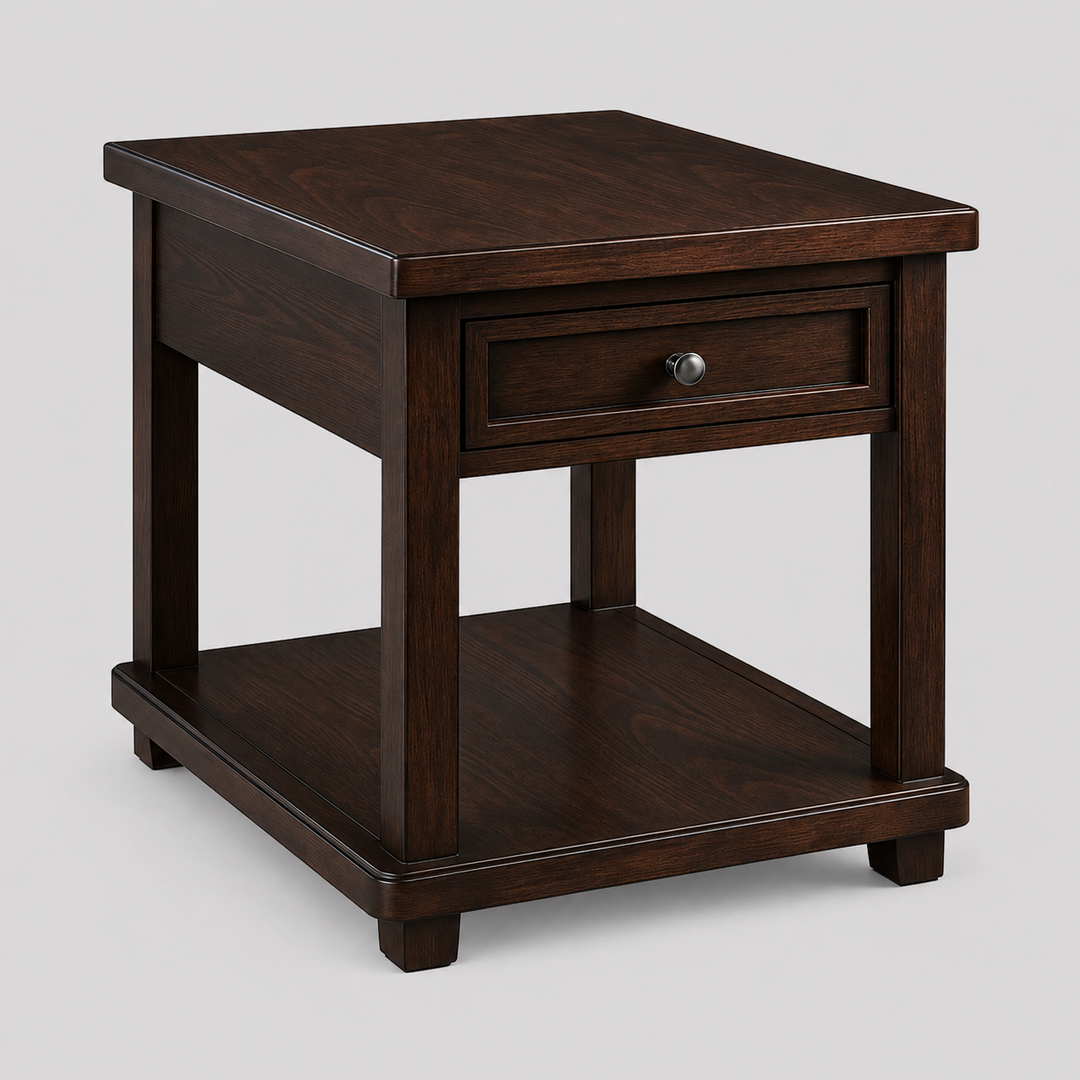 Arden Peak Solid Wood Nightstand – Bedside Table with Storage Drawer, Open Shelf, Framed Design and Timeless Bedroom Side Table Furniture