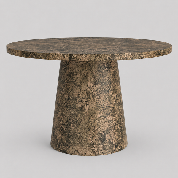 Norwick Modern Pedestal Dining Table – 48" Round Engineered Wood Table with Faux Stone Finish, Laminated Veneer Surface, Scratch & Water-Resistant Coating and Contemporary Design