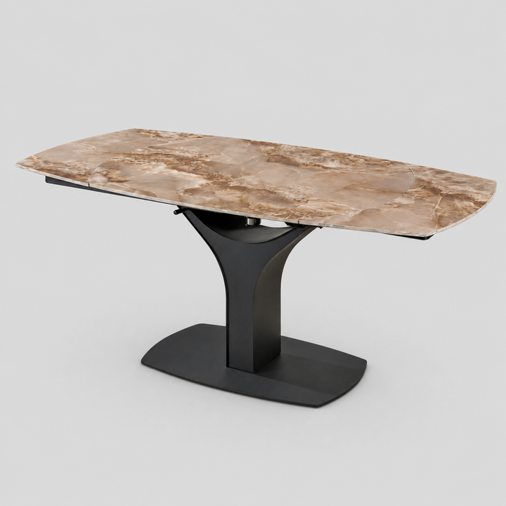 Ruby Dining Table With Sintered Stone Top - Agate Brown/ Black | Modern, Stylish, Extendable & Durable