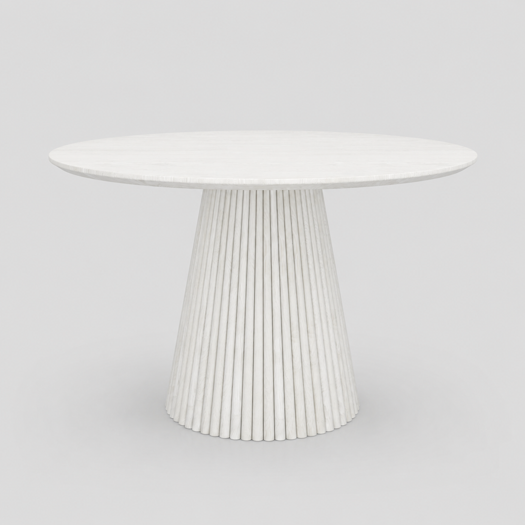 Rovano Round Dining Table with Fluted Pedestal Base | Modern Sculptural Contemporary Center Table Design