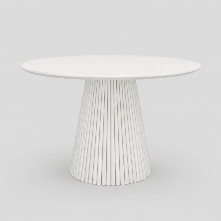 Rovano Round Dining Table with Fluted Pedestal Base | Modern Sculptural Contemporary Center Table Design