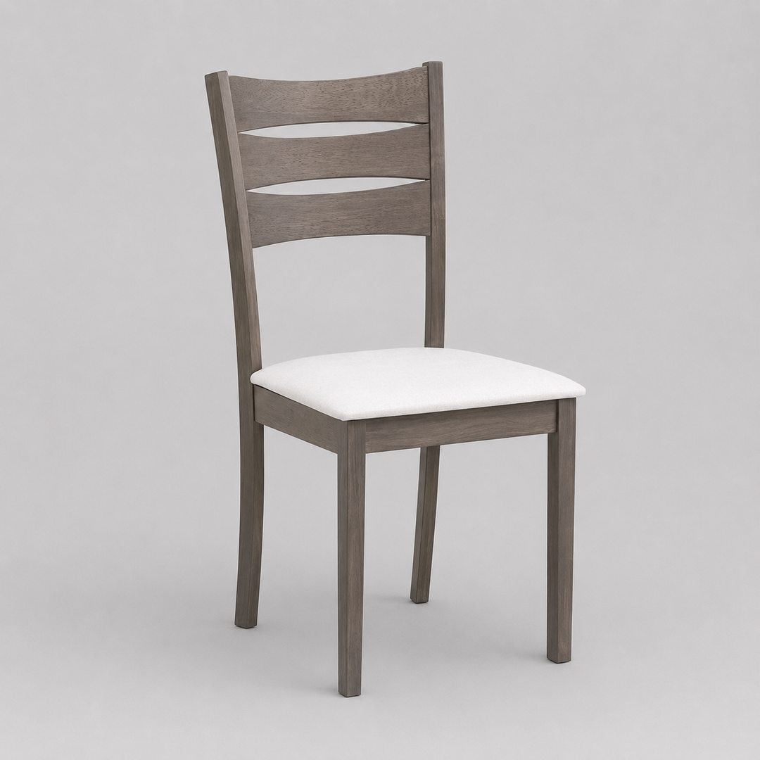 Marvoro 2-Piece Dining Chairs – Antique Grey Modern Finish Ladder Back Design with Cream Upholstered Cushion Seats for Elegant Dining Spaces
