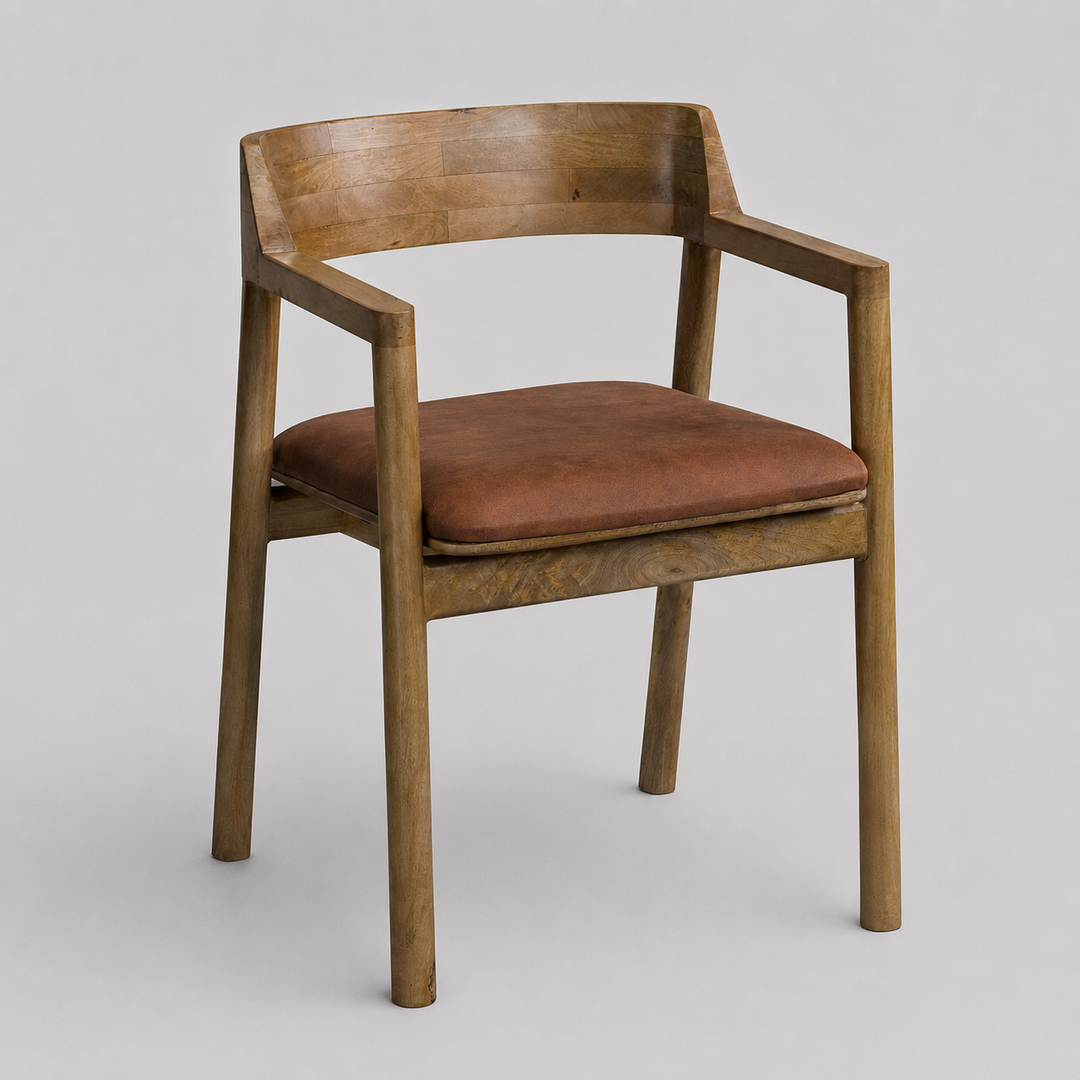 Aristocrat Dining Chair Set of 2 – Modern Solid Mango Wood Chairs with White Wash Finish and Premium Fabric Seating