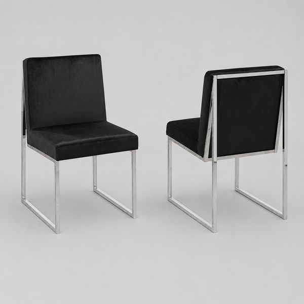 Daptor Fabric Upholstered Dining Chair With Metal Frame (Set of 2) - Black