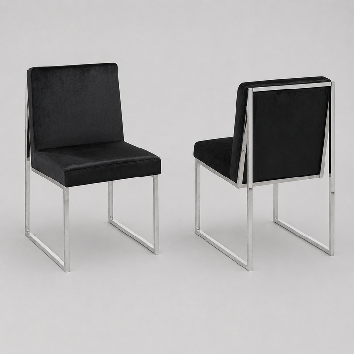 Daptor Fabric Upholstered Dining Chair With Metal Frame (Set of 2) - Black