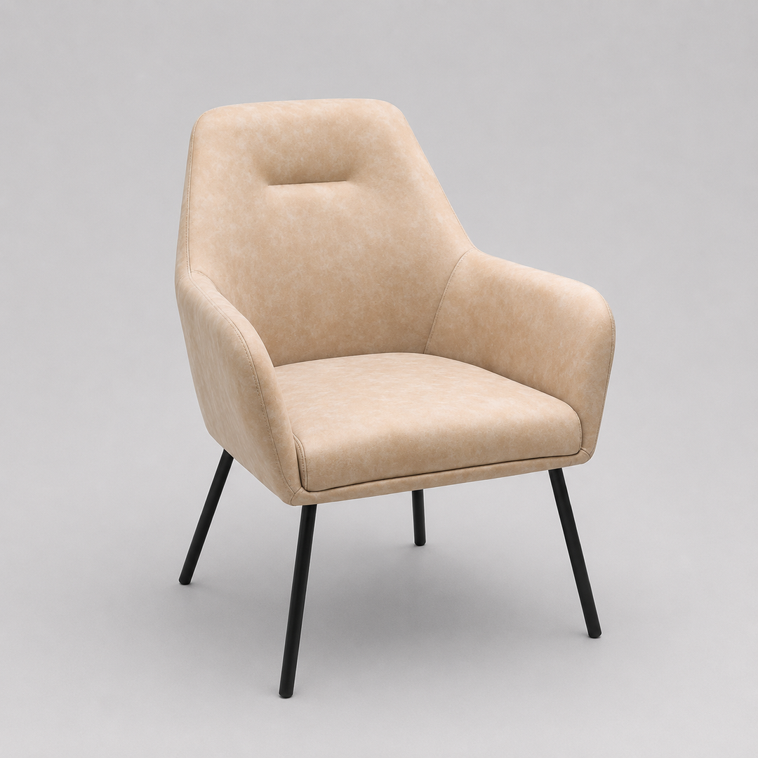 Berlin Fabric Upholstered Dining Chair With Metal Frame - Beige