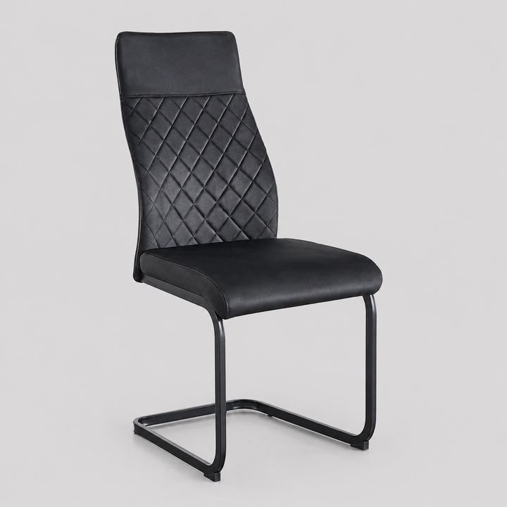 Noblevia 6-Piece Modern Black Velvet Dining Chair Set with Elegant Diamond Stitching