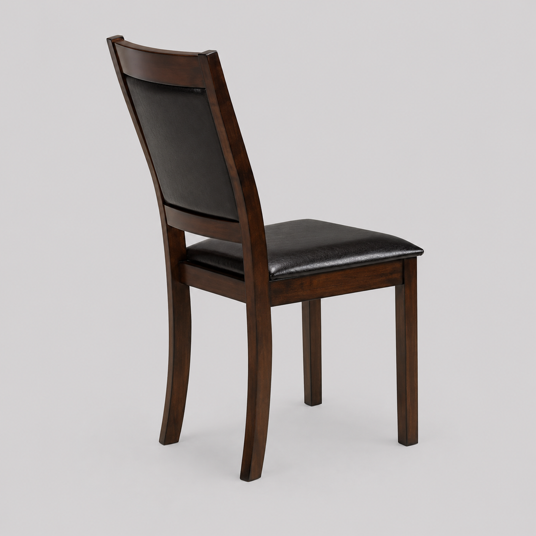 Noviro Dining Chair – Black Cushion Seat with Espresso Wooden Legs for Modern Dining & Home Comfort