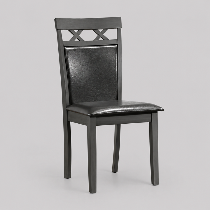 Arliano 2-Piece Dining Chairs – Antique Grey Contemporary Finish with Black PU Upholstered Cushion Seats for Modern Dining & Home Interiors