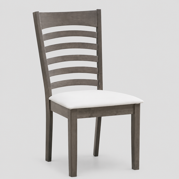 Sylvoro 2-Piece Dining Chairs – Antique Grey Modern Finish Ladder Back Design with Cream Upholstered Cushion Fabric Seats for Elegant Dining Spaces