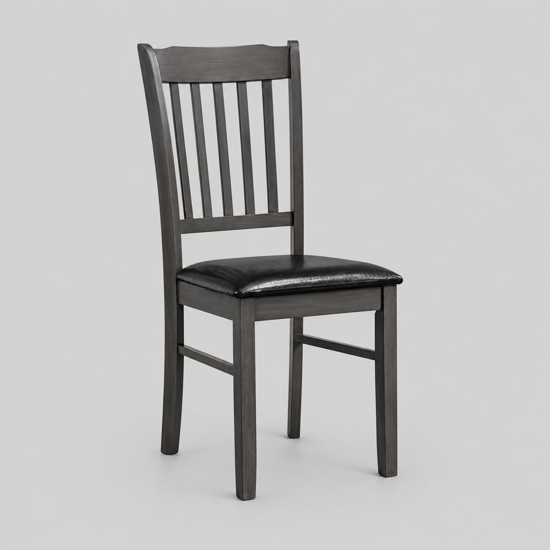 Calviro 2-Piece Dining Chairs – Antique Grey Contemporary Finish with Black PU Upholstered Cushion Seats for Elegant Dining Spaces