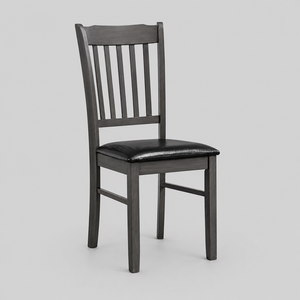 Calviro 2-Piece Dining Chairs – Antique Grey Contemporary Finish with Black PU Upholstered Cushion Seats for Elegant Dining Spaces