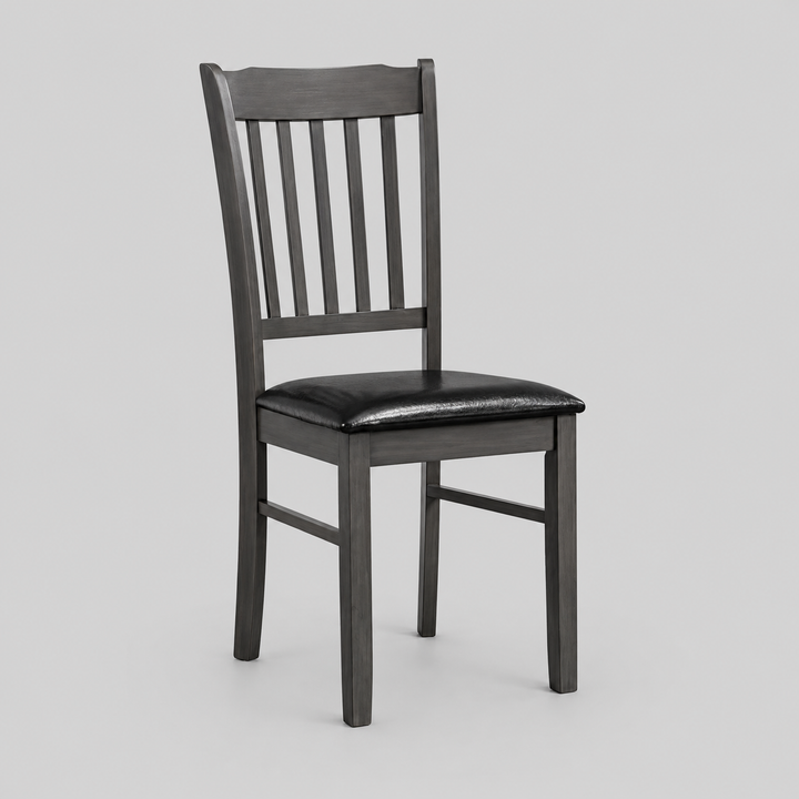 Calviro 2-Piece Dining Chairs – Antique Grey Contemporary Finish with Black PU Upholstered Cushion Seats for Elegant Dining Spaces