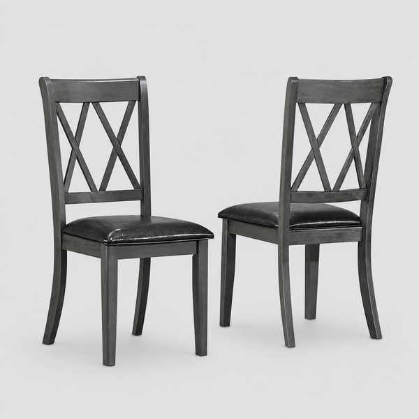Lunviro 2-Piece Dining Chairs – Antique Grey Contemporary Finish with PU Upholstered Cushion Seats for Elegant Dining Spaces