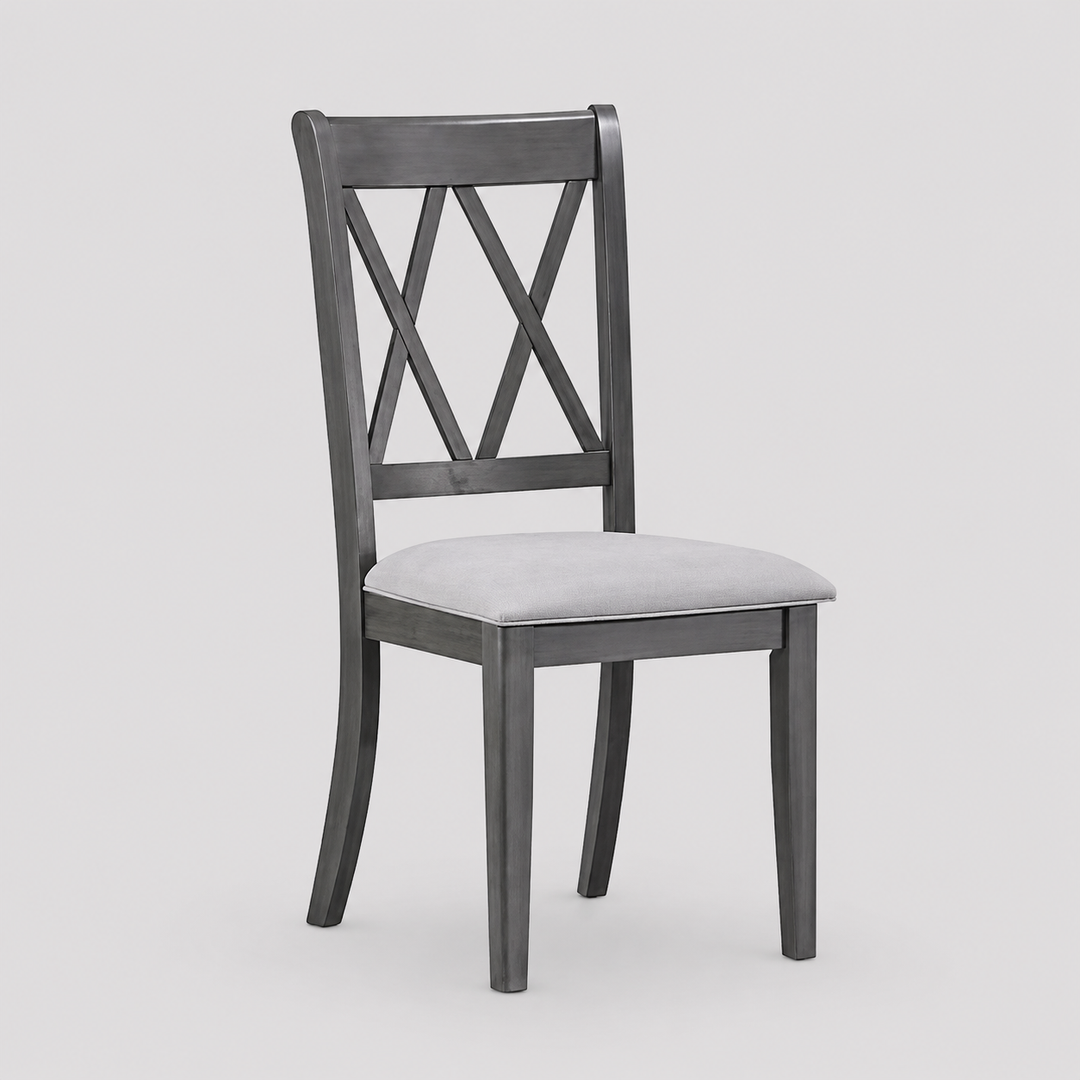 Lunviro 2-Piece Dining Chairs – Antique Grey Contemporary Finish with Fabric Upholstered Cushion Seats for Elegant Dining Spaces