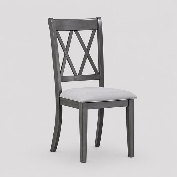 Lunviro 2-Piece Dining Chairs – Antique Grey Contemporary Finish with Fabric Upholstered Cushion Seats for Elegant Dining Spaces