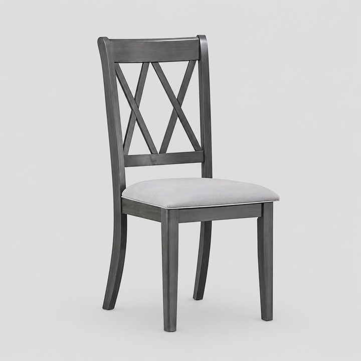 Lunviro 2-Piece Dining Chairs – Antique Grey Contemporary Finish with Fabric Upholstered Cushion Seats for Elegant Dining Spaces