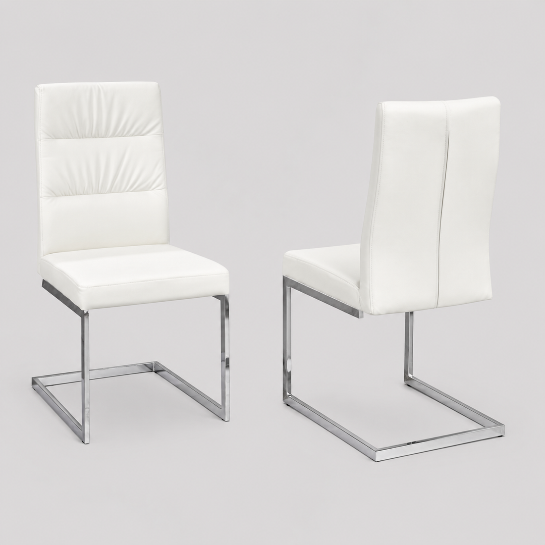 Wiska Leatherette Dining Chair With Metal Frame (Set of 2) - White