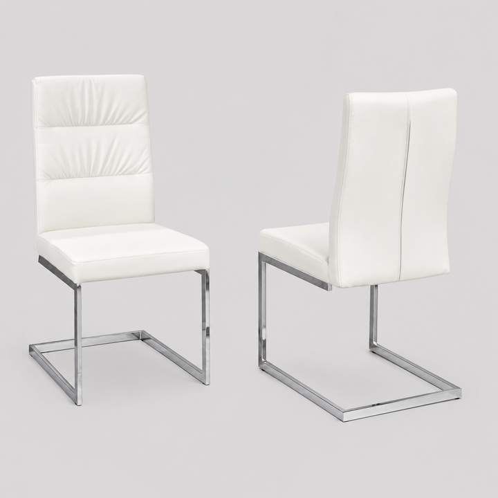 Wiska Leatherette Dining Chair With Metal Frame (Set of 2) - White