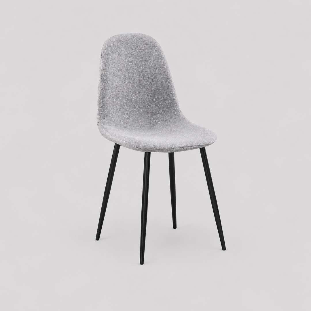 Briselle 4-Piece Modern Contemporary Grey Fabric Upholstered Dining Chair Set with Comfortable Cushioned Seat and Strong Black Metal Legs for Dining Room, Kitchen & Café Use