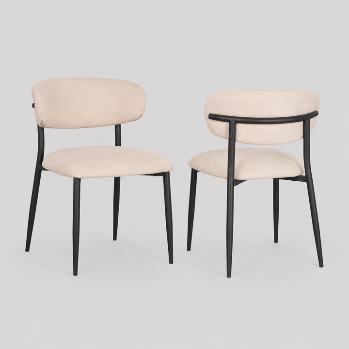 Prestige Dining Chair Set of 2 – Modern Upholstered Chairs with Curved Back, Premium Fabric and Splayed Legs Design