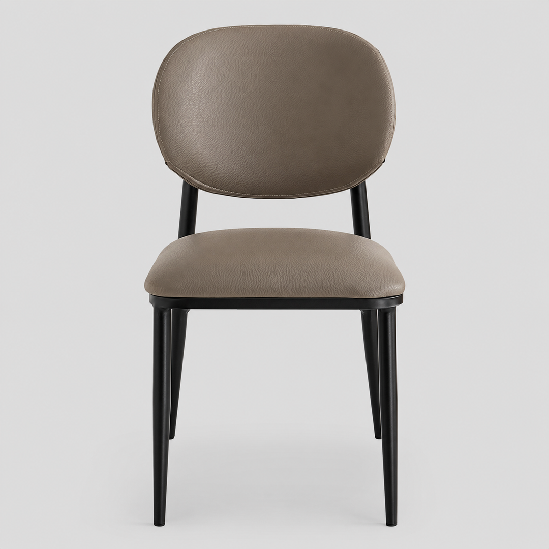 Caselle Dining Chair (Set of 4) – Modern Faux Leather Dining Chairs with Curved Back, Upholstered Seat And Matte Black Metal Frame