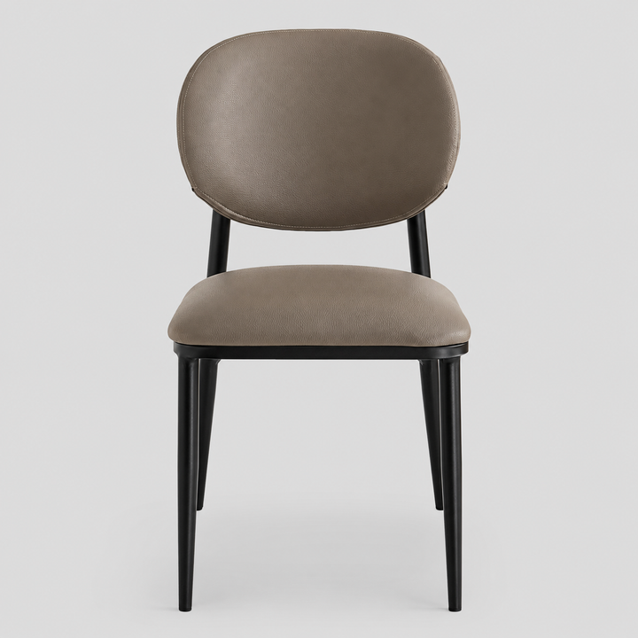 Caselle Dining Chair (Set of 4) – Modern Faux Leather Dining Chairs with Curved Back, Upholstered Seat And Matte Black Metal Frame