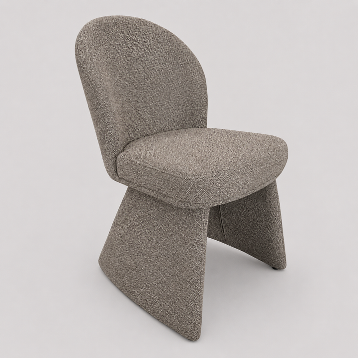 Montaro Modern Dining And Lounge Chair with Multi-Tone Boucle Fabric Upholstery, Curved Back & Splayed Legs