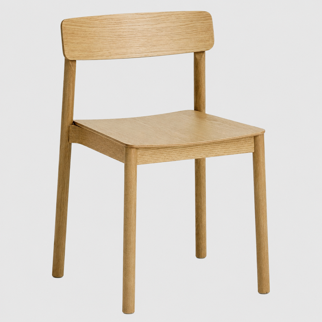 Loreto Dining Chair (Set of 4) – Mid-Century Modern Stackable Dining Chairs with Solid Oak Construction &amp; Natural Wood Grain Finish