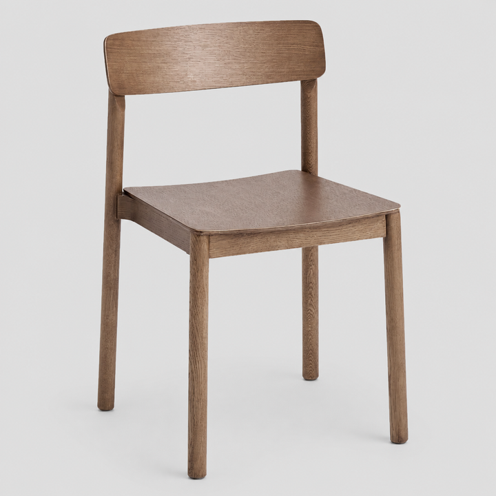Loreto Mid-Century Modern Stackable Solid Oak Dining Chair, Walnut Finish (Set of 4)