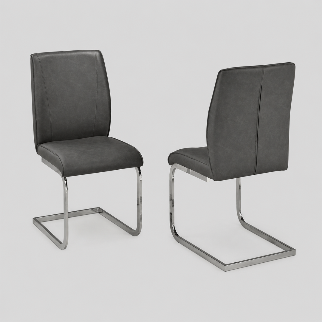 Crest Dining Chair Set of 2 – Modern Upholstered Chairs with Chrome Legs and Plush Comfort Seating