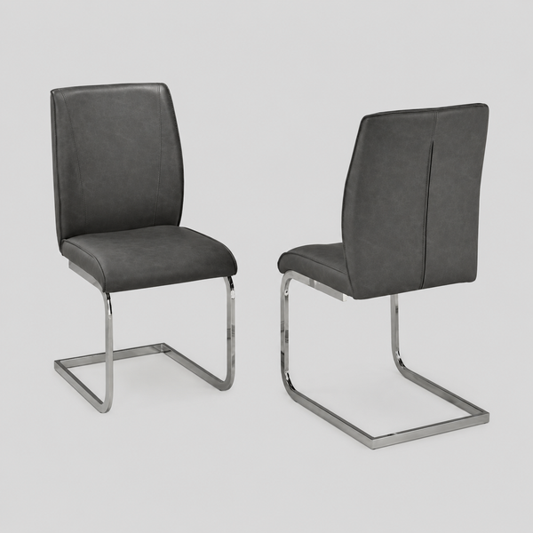 Crest Dining Chair Set of 2 – Modern Upholstered Chairs with Chrome Legs and Plush Comfort Seating