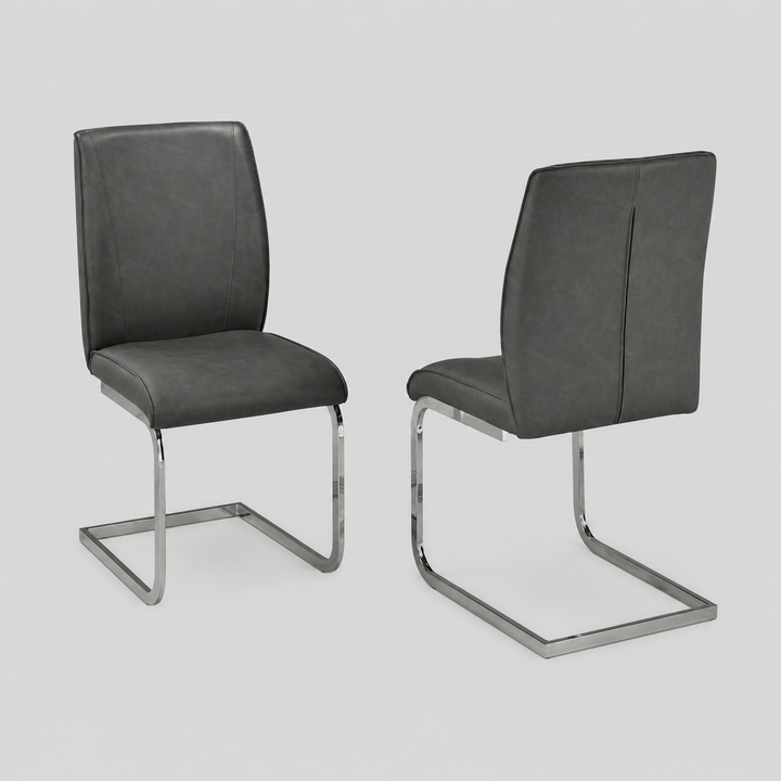 Crest Dining Chair Set of 2 – Modern Upholstered Chairs with Chrome Legs and Plush Comfort Seating